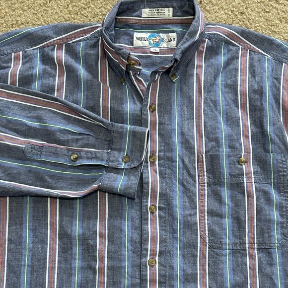 Vintage 90’s World Island Men’s XL Long Sleeve Button Down Shirt - Picture 7 of 7